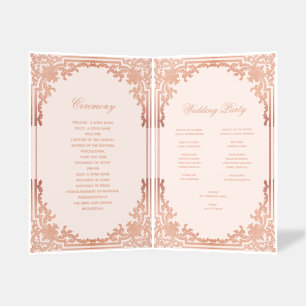 Pink Wedding Program Vintage Elegant Rose Gold Brochure