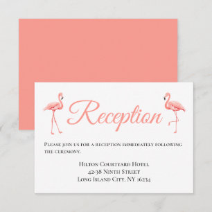 Pink Wedding Reception Flamingo Tropical Wedding Invitation
