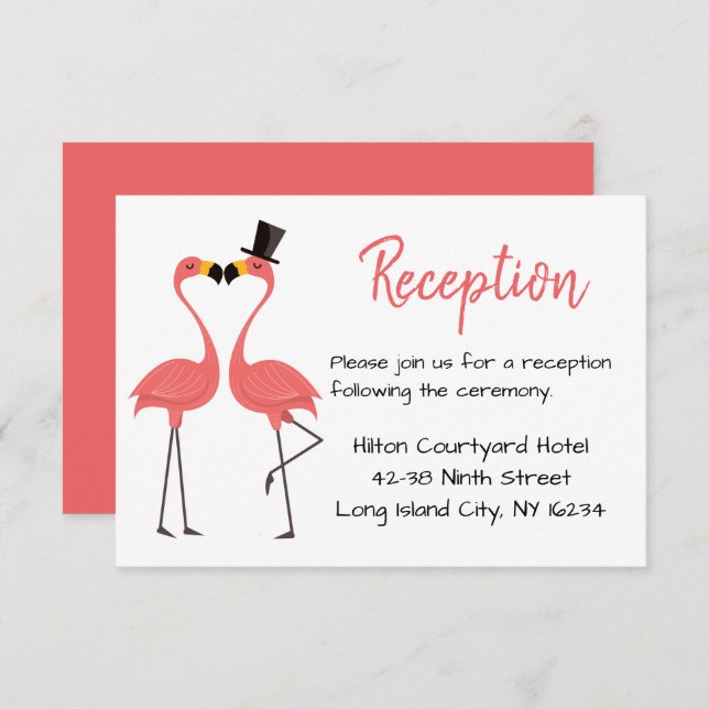 Pink Wedding Reception Flamingos - Tropical Summer Invitation (Front/Back)