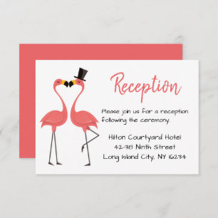 Pink Wedding Reception Flamingos - Tropical Summer Invitation