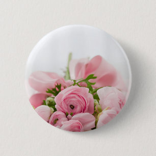 Pink Wedding Roses Button