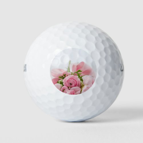 Pink Wedding Roses Golf Balls