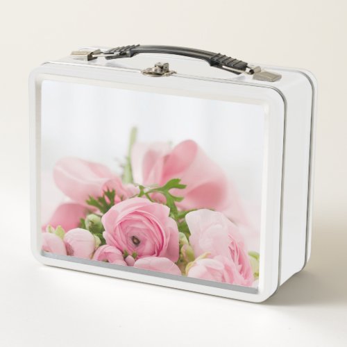 Pink Wedding Roses Metal Lunch Box