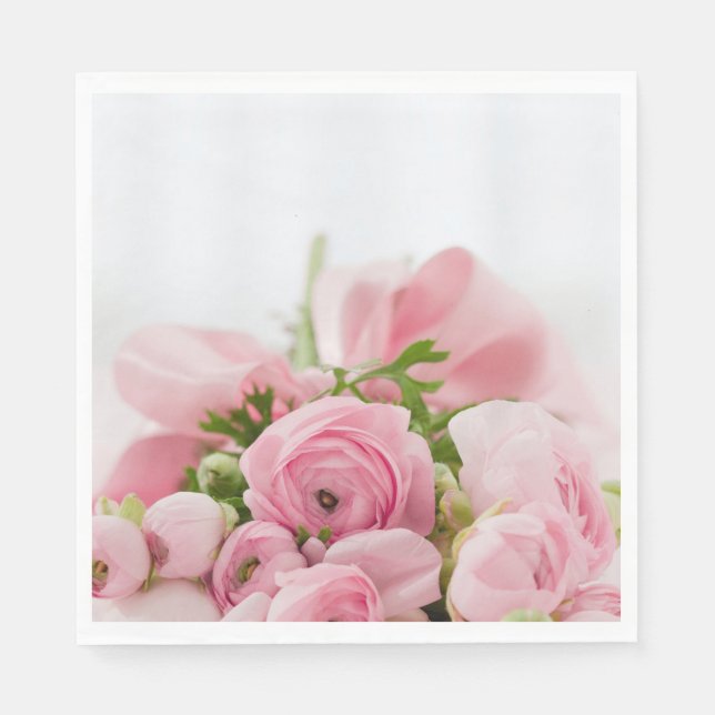 Pink Wedding Roses Napkins (Front)