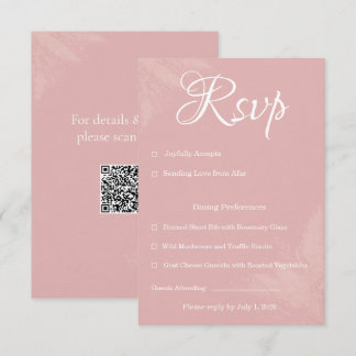 Pink Wedding RSVP Card with QR Code