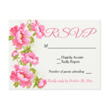 Pink Wedding RSVP Floral Peony Watercolor Flowers