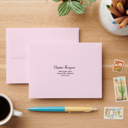 Pink Wedding RSVP return address Envelope