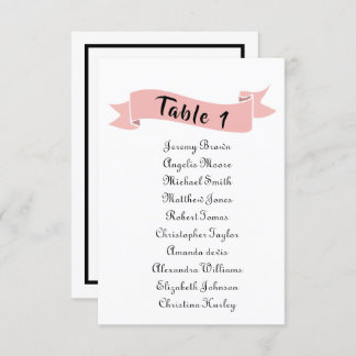Pink wedding seating chart. invitation