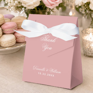 Pink Wedding Simple Thank You Script Dusty Rose Favor Boxes