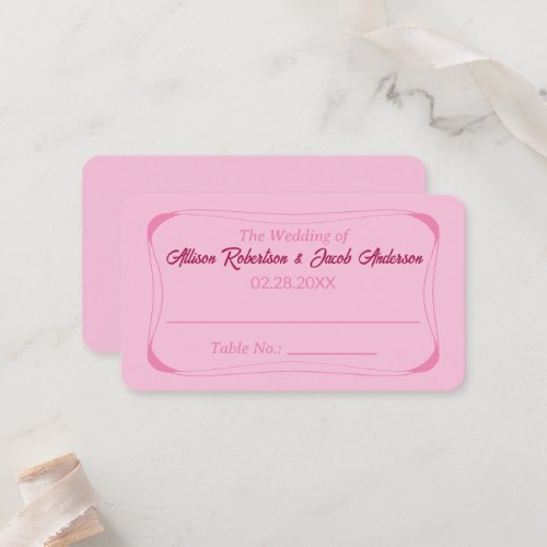 Pink Wedding Table Number place card