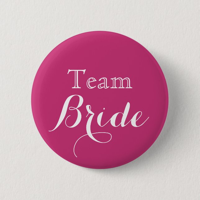 Pink Wedding Team Bride Button (Front)