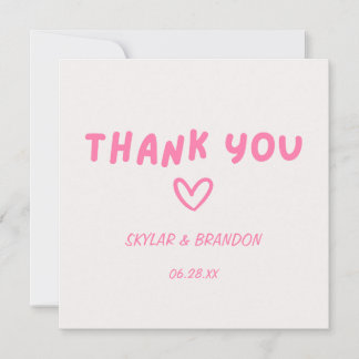 Pink Wedding Thank You Card