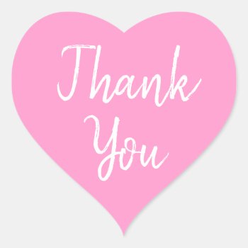 Pink Wedding Thank You Heart Sticker by pinkgifts4you at Zazzle