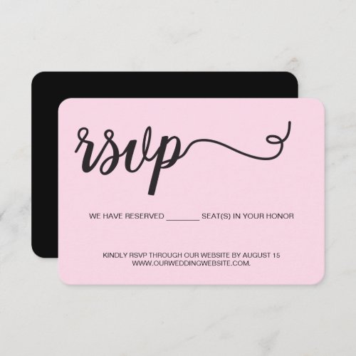 Pink Wedding website Reserved seats for you RSVP Card