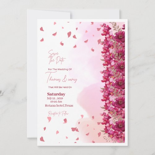 Pink weeding invitation