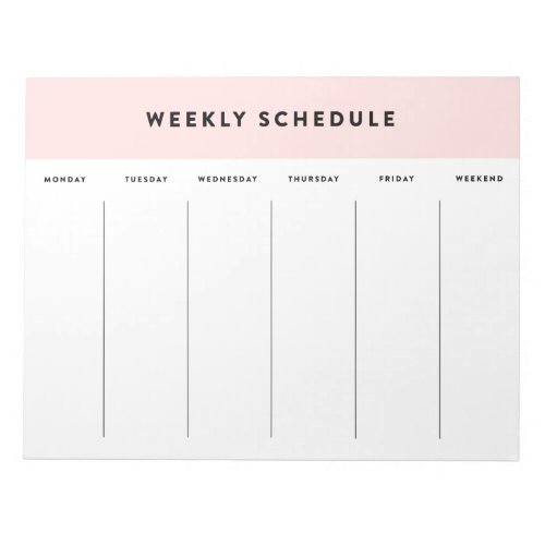 Pink Weekly Schedule Notepad