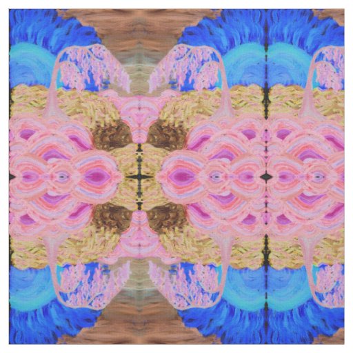 Pink Weeping Willow Tree Blue Sun Brown Waterfall Fabric