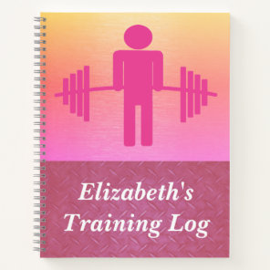 Pink Weightlifting Barbell Workout Gym Log Notebook