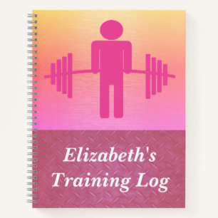 Pink Weightlifting Barbell Workout Gym Log Notebook