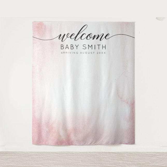 Pink Welcome Baby Shower Backdrop (Front)