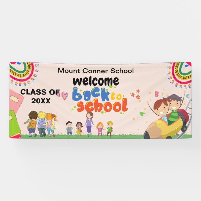 Pink Welcome Back To School  Banner (Horizontal)