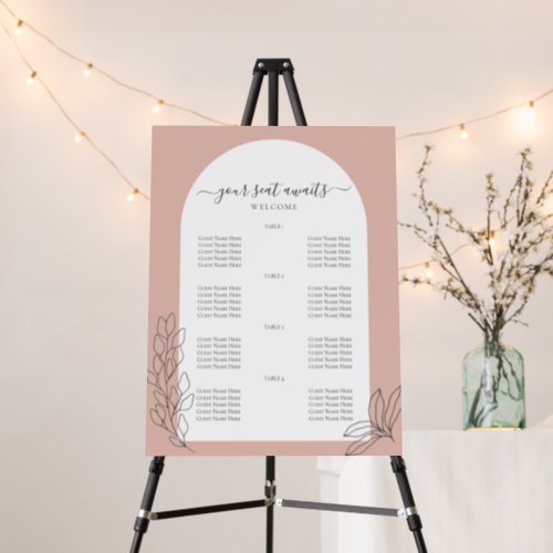  Pink Welcome Floral Wedding Seating Chart Arch Foam Board
