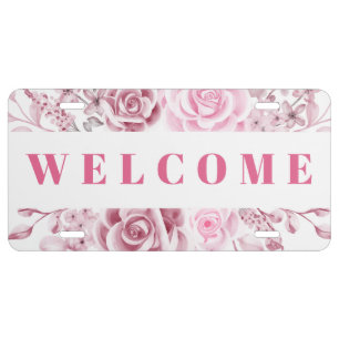 Pink Welcome House Sign License Plate