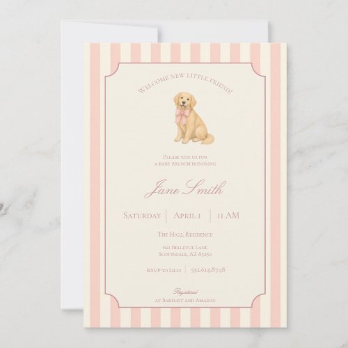 Pink Welcome New Little Friend Golden Retriever