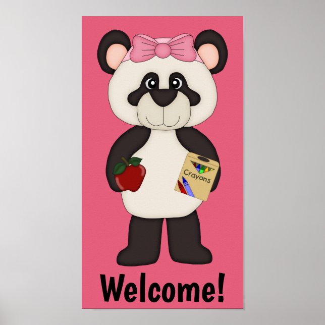 Pink Welcome School Girl Panda Poster (Front)