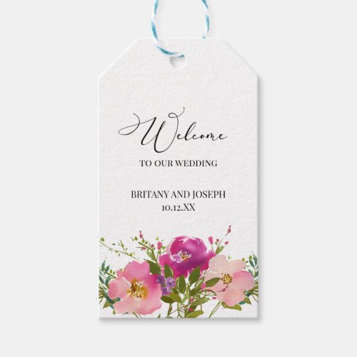 Pink Welcome To Our Wedding Photo Wedding Favor Gift Tags