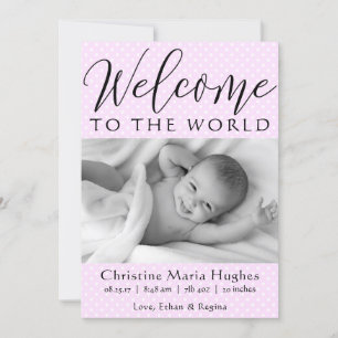 Pink Welcome to the World - Birth Announcement
