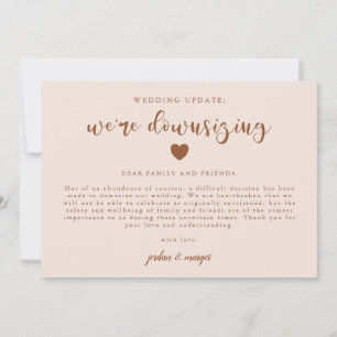 Pink We're Downsizing Wedding Update Announcement
