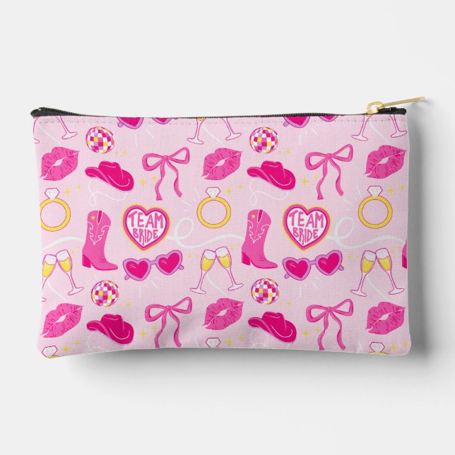 Pink Western Bachelorette Cosmetic Bag (Back)