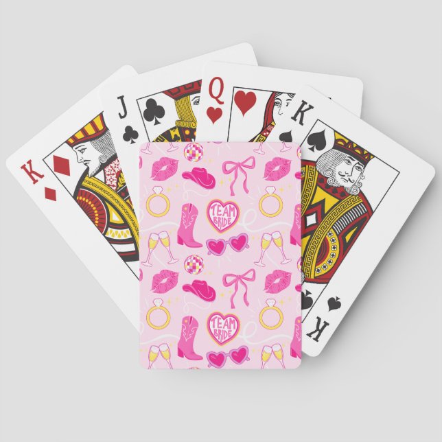 Pink Western Bachelorette Playing Cards (Back)