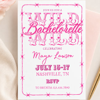 Pink Western Bachelorette Weekend Invitation