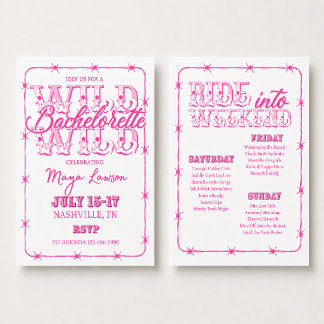 Pink Western Bachelorette Weekend Itinerary Invitation
