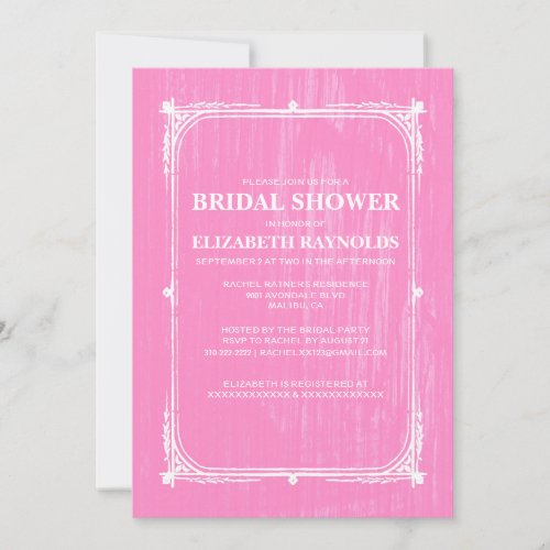 Pink Western Barn Wood Bridal Shower Invitations
