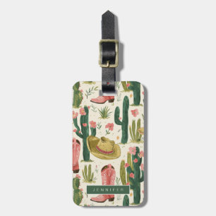 Pink Western Cactus Luggage Tags