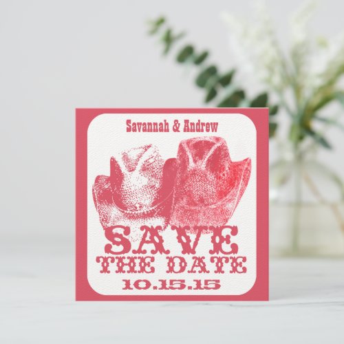 Pink Western Cowboy Cowgirl  Wedding Save the Date