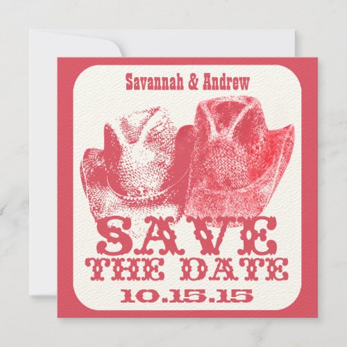 Pink Western Cowboy Cowgirl  Wedding Save the Date
