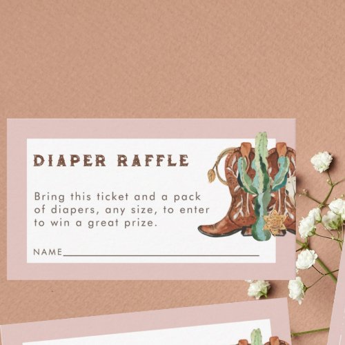 Pink Western Cowgirl Baby Shower Diaper Raffle Enclosure Card