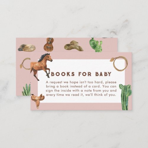 Pink Western Cowgirl Baby Shower Enclosure Card