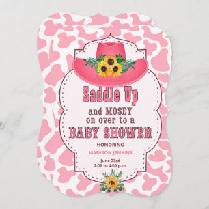 Pink Western Cowgirl Baby Shower Invitation