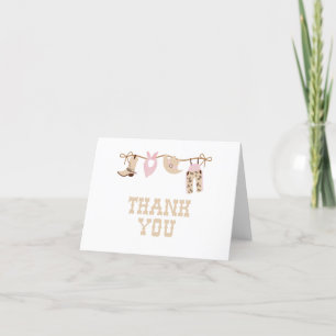 Pink Western Cowgirl Baby Shower Letterpress Thank You Card