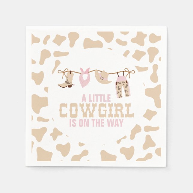 Pink Western Cowgirl Baby Shower Napkins (Front)