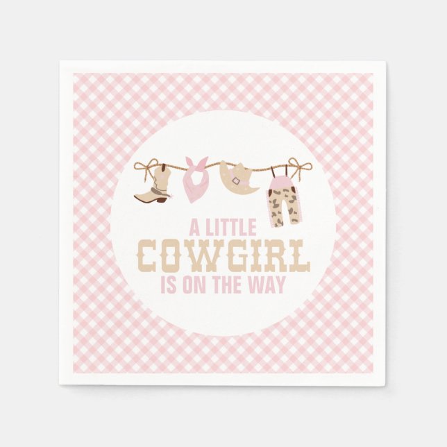 Pink Western Cowgirl Baby Shower Napkins (Front)
