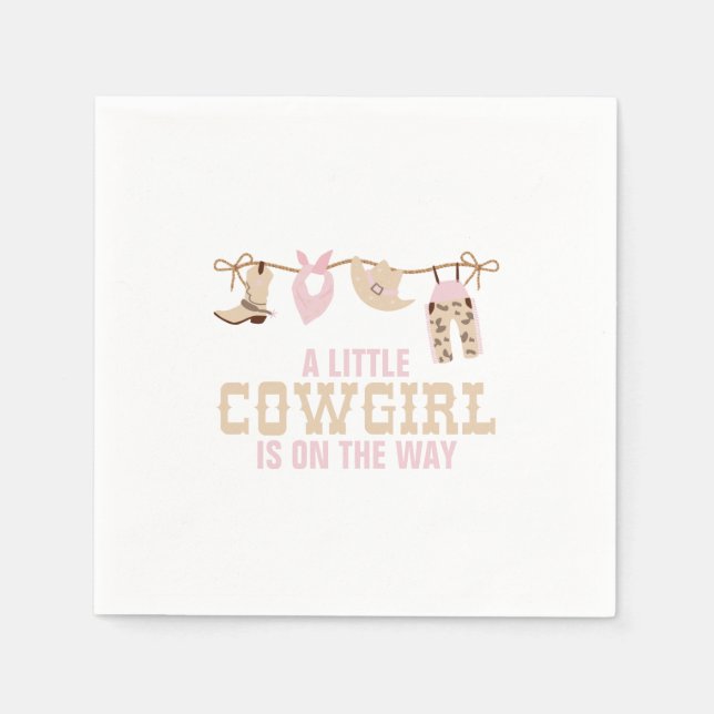 Pink Western Cowgirl Baby Shower Napkins (Front)