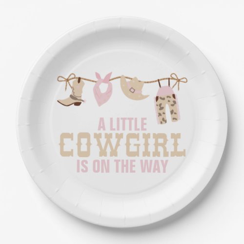 Pink Western Cowgirl Baby Shower Paper Plates