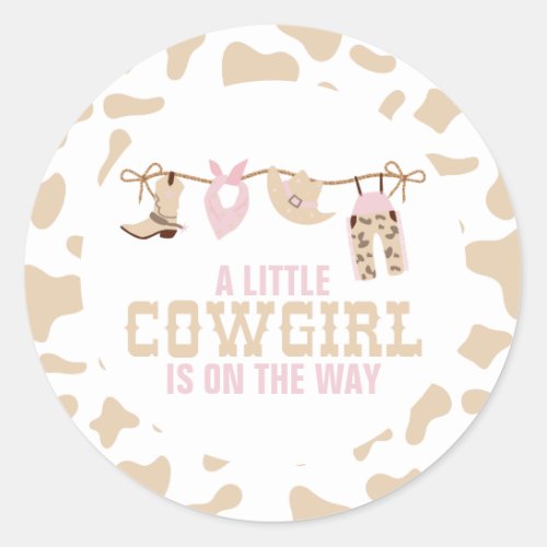 Pink Western Cowgirl Baby Shower Paper Plates Classic Round Sticker