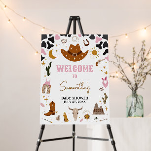 Pink Western Cowgirl Baby Shower Welcome Sign